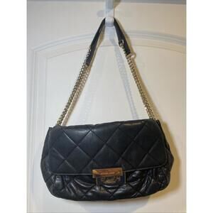 Michael Kors Sloan Quilted Black Leather Handbag Chain Shoulder Strap